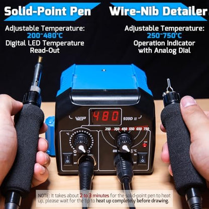 WEP 939D-II 2-IN-1 Wood Burning Kit 86-IN-1 with 51 Solid Points and 20 Wire Nibs Wood Burner with 2 Letter Number Stencils, 2 Unfinished Wood, 1 Pen Holder, Burning Tool - Image 5