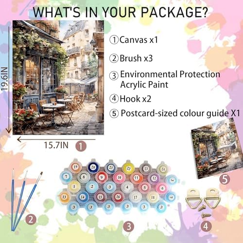 Arttoplus Street Cafe Paint by Numbers Kit for Adults Beginner 16x20 inch - Image 2