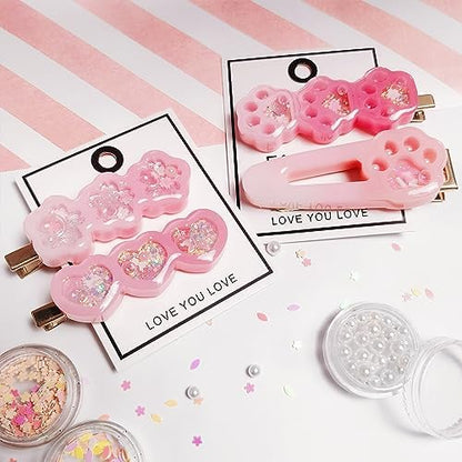Hair Clips Resin Shaker Molds Set Barrette Pack of 12 Epoxy Silicone Trays Precision Tip Applicator Bottle Kit Bundle - Image 5