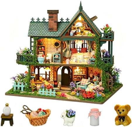 Dollhouse Kit, DIY Miniature House Kit w/LED for Adults by MakingLifeFunforCool