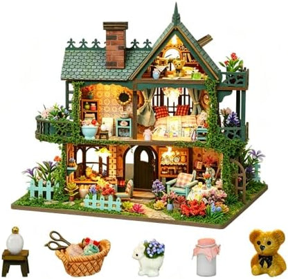 Dollhouse Kit, DIY Miniature House Kit w/LED for Adults by MakingLifeFunforCool