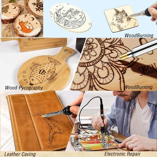 Wood Burning Kit,Wood Burning Tool with Adjustable Temperature 200~450°C, Professional Wood Burning Pen for Embossing Carving DIY Adults Crafts Beginners - Image 5