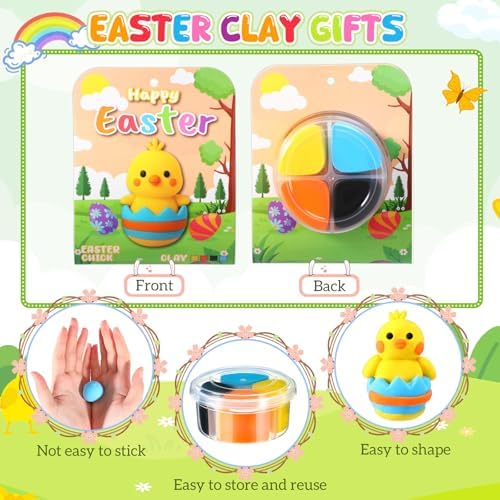 Capoda 6 Sets Easter DIY Craft Kit Easter Air Dry Clay Kit Bunny Eggs DIY Arts and Crafts Modeling Clay Gifts Bulk with Tutorials for Home Party Favors Art Projects Fun Activities Supplies - Image 4
