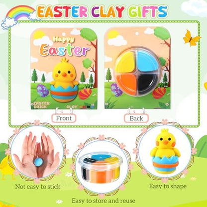 Capoda 18 Sets Easter Craft Kits Gifts for Kids Easter Air Dry Clay Kit Bunny Eggs DIY Modeling Clay with Tutorials Art Crafts for Kids Party Favors Basket Stuffers Classroom Prizes Fun Activities - Image 4