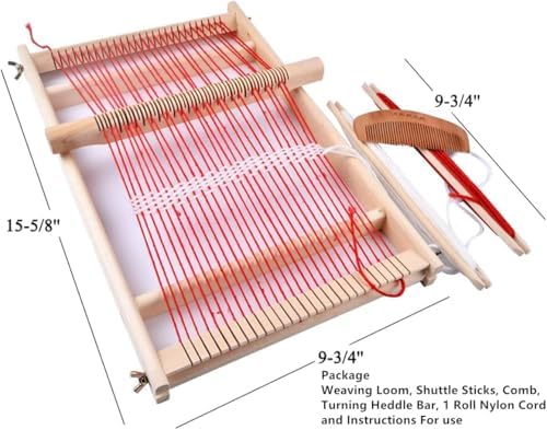 Yesland Weaving Loom Kit for Beginners - Large Wooden Frame Loom 15.6" with Shuttle, Comb & Yarn - Multi-Craft Tapestry Weaving for Kids & Adults - Image 2