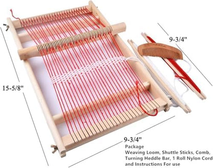 Yesland Weaving Loom Kit for Beginners - Large Wooden Frame Loom 15.6" with Shuttle, Comb & Yarn - Multi-Craft Tapestry Weaving for Kids & Adults - Image 2