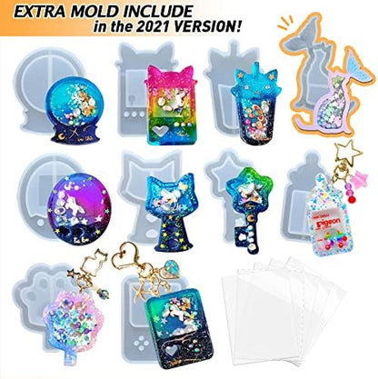 Resin Shaker Molds Set Game Consoles, Bottle, Cat's Paw, Crystal Ball 10 Silicone Trays with 5 Seal Films - Image 3