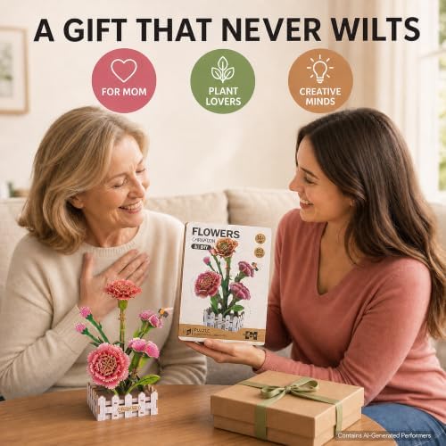 Evankin 3D Wooden Carnation Puzzle Kit, DIY Bouquet Model - Image 6