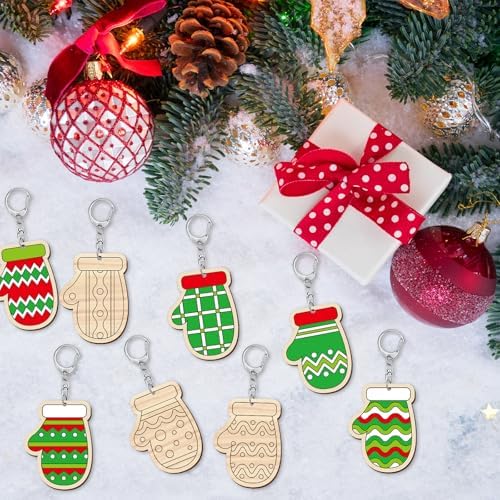 RattanView 24 Pcs Mitten Craft Keychains DIY Keychain, 12 Styles - Image 6