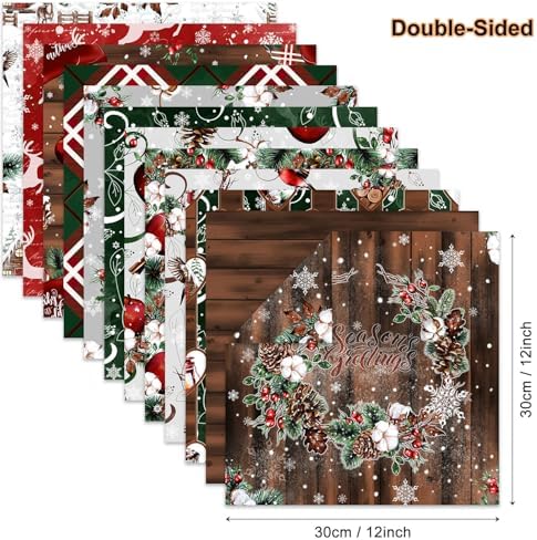 Christmas Scrapbook Pattern Paper Supplies 12×12,24 Sheets Double-Sided Christmas Gingham Scrapbooking CardStock Paper Pad for Holiday Cardmaking DIY Junk Journal Papers - Image 5