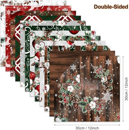 Christmas Scrapbook Pattern Paper Supplies 12×12,24 Sheets Double-Sided Christmas Gingham Scrapbooking CardStock Paper Pad for Holiday Cardmaking DIY Junk Journal Papers - Image 5