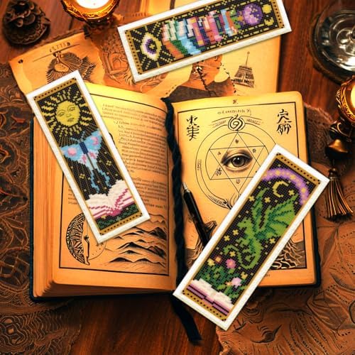 ORIGACH 6 Set Mystical Tarot & Books Cross Stitch Bookmark Kit for Beginner - Image 6