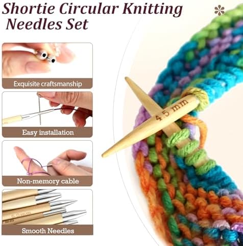 Yarniss 10 Size Shortie Circular Knitting Needles Set with Cable 3.25~6.5mm - Image 3