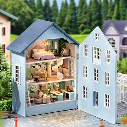MAGQOO DIY Miniature Dollhouse Kit with Furniture 1:100 Scale Creative Room Mini Wooden Doll House Accessories DIY Miniature House Kit(Muran Manor) - Image 3