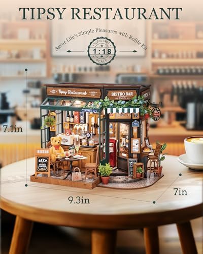 Rolife Coffee Bar Miniature House Kit with LED Lights - Image 3