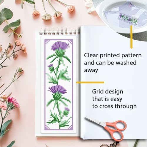 ORIGACH 6 Set Cirsium Cross Stitch Bookmark Kit for Beginner - Image 3