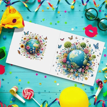 DIZAKIM 6-Piece Christmas-Themed Diamond Painting Greeting Cards Christmas Eve DIY Craft Kit Birthday Gift (Earth) - Image 5