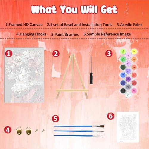 MAXBYE Framed Paint by Numbers Kits for Adults Beginners with Wooden Easel, Queen Cat Art Kit Crafts with Frame, DIY Canvas by Numbers for Gift Home Wall Decor10×14 in - Image 6