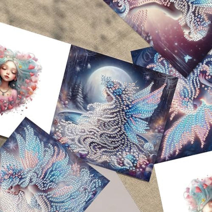 TDFERAN Diamond Painting Fairy Card 6 Set Butterfly Wings Crystal Art Puzzle Butterfly Fairy Card Cold Colors Handmade Invitations Friendship Anniversary Bestie Cards Thank You Cards Wedding Party - Image 5