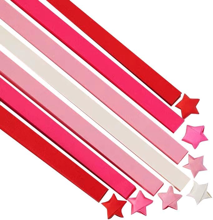 2160 Sheets Origami Star Paper 4 Red Color Strips Double Sided Lucky Star Decoration Folding Paper for DIY Hand Art Crafts, Teaching Supplies (Red-2160 sheets) by YYaaloa