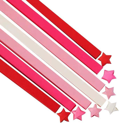 2160 Sheets Origami Star Paper 4 Red Color Strips Double Sided Lucky Star Decoration Folding Paper for DIY Hand Art Crafts, Teaching Supplies (Red-2160 sheets) by YYaaloa