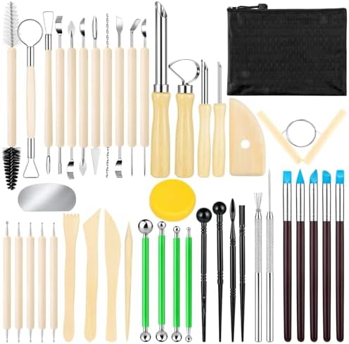 44Pcs Clay Sculpting Tools Kit, Ceramic Clay Ball Stylus Dot Painting Tools, Air Dry Clay Tools Set for Carving, Dotting, Embossing, Shaping, Molding, Pottery Crafts, Nail Art, Rhinestone, Rock by Unknown