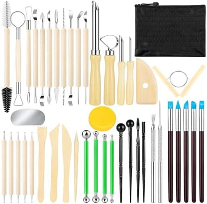 44Pcs Clay Sculpting Tools Kit, Ceramic Clay Ball Stylus Dot Painting Tools, Air Dry Clay Tools Set for Carving, Dotting, Embossing, Shaping, Molding, Pottery Crafts, Nail Art, Rhinestone, Rock by Unknown