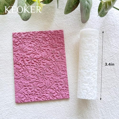 KEOKER Polymer Clay Texture Roller, Polymer Clay Roller for Making Earrings, Like Polymer Clay Texture Sheets, Great Work with Polymer Clay Cutters (Boho C), Floral C - Image 4