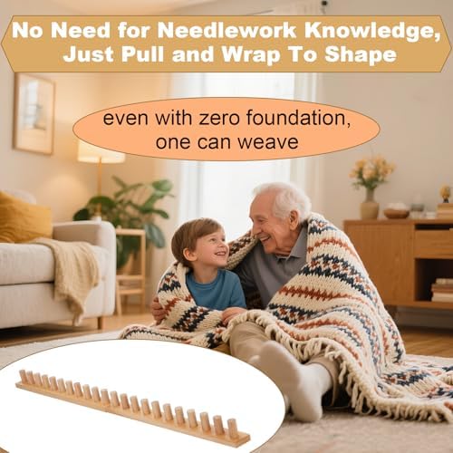 Sienson 52" Chunky Knitting Loom for Blanket Making – Foldable Wood Frame, Portable DIY Hand Knitting Kit for Beginners, Reusable Blanket Loom for Bulky Yarn Crafts & Gifts - Image 6