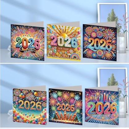 6PCS New Year Diamond Art Painting Greeting Cards Kit with Envelopes - 5D DIY Diamond Art Card Kits for Adults - Handcrafted Postcards for Birthday & Holiday - Image 2