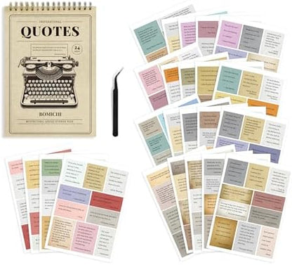 Bomichi Scrapbook Supplies - 24 Sheets 246 Pcs Word Quote Stickers, Junk Journal Supplies for Scrapbooking, Bullet Journal, DIY Craft Card Making by Bomichi
