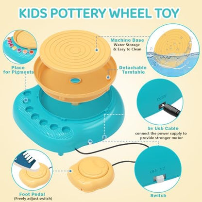 Pottery Wheel for Kids, Complete Kit with Air-Dry Clay, Ages 8-12 - Image 5