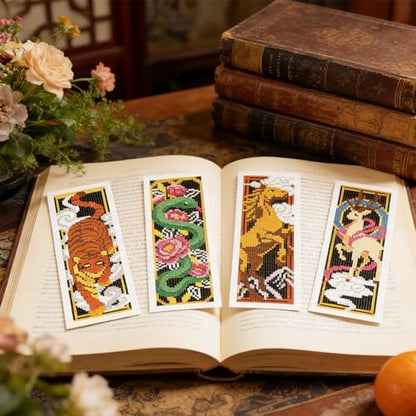 ORIGACH 6 Set Chinese Mythical Creatures Cross Stitch Bookmark Kit - Image 6
