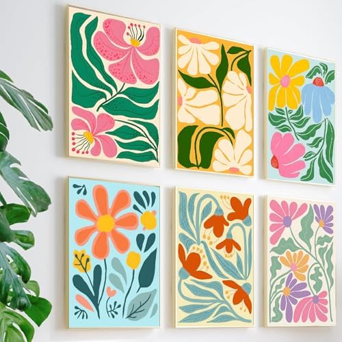 Clendo 6 Packs Paint by Numbers Kit for Adults, Easy Flowers Adult Paint by Number Kits on Canvas Without Frame, Abstract Floral Oil Painting for Home Decor Gift 8” W x 12”L - Image 7