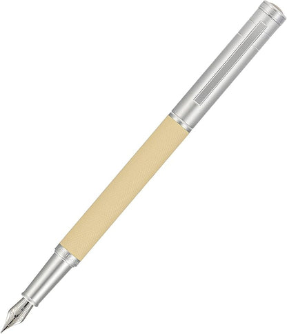 Hongdian White Forest Fountain Pen Blade Nib Classic Design Calligraphy Pen with Converter and Metal Pen Case Set