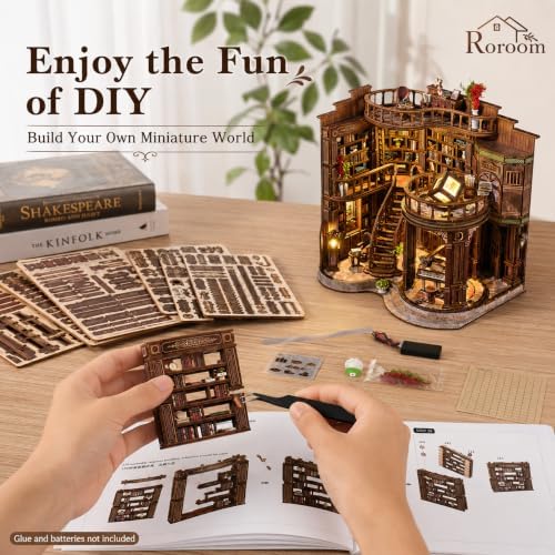 Roroom DIY Miniature House Kit, Dreamy Book Hall Book Nook Kit - Image 5