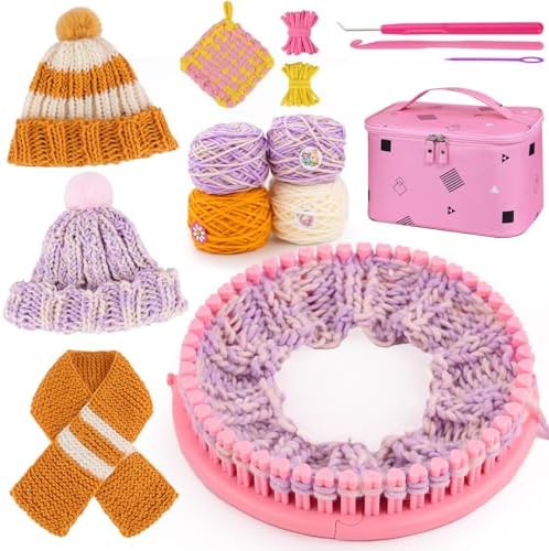 PREBOX Knitting Loom Kit for Kids and Beginners, Hat and Scarf, Pink by PREBOX
