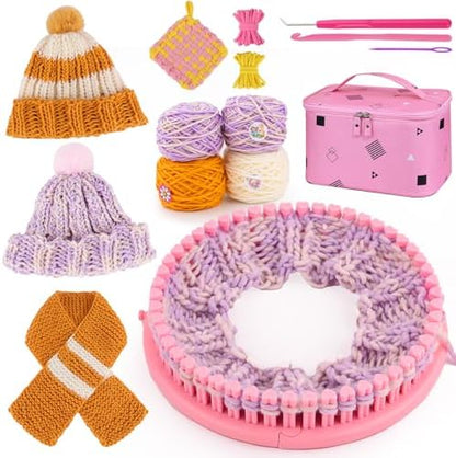 PREBOX Knitting Loom Kit for Kids and Beginners, Hat and Scarf, Pink by PREBOX