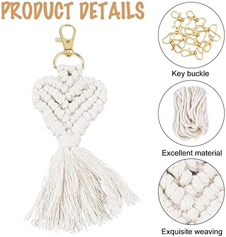 INFUNLY 8 Set Macrame Keychain DIY Kits Mini Boho Keychains Bag Charms Macrame Keychain Bracelet with Tassels for Car Key Purse Phone Instruction Included - Image 5