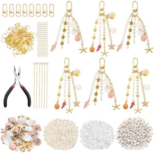 LanQmore DIY Keychain Making Kit for Girls & Adults, Beach Seashell Bag Charm Kit with Beads, Letters, Complete Keychain Maker Supplies Set for Gifts & Crafts by Unknown