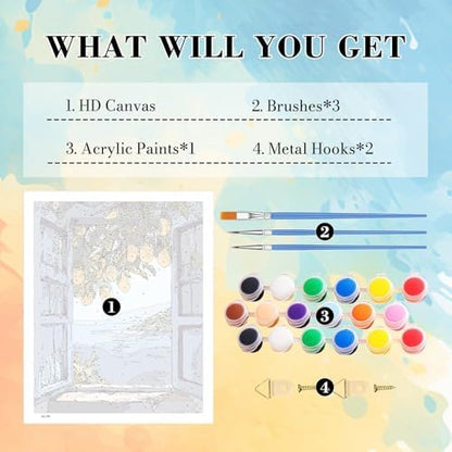 PHANTASYART Lemons Paint by Numbers Kit for Adults 16x20inch - Image 6