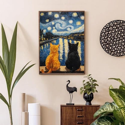 Van Gogh Black Cat Paint by Numbers Kit for Adults Beginner (Without Frame) - Image 2
