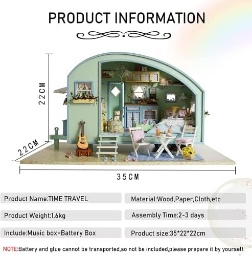 CUTEROOM DIY Miniature Wooden Caravan Dollhouse Kit with Furniture - Image 4