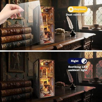 Book Nook Kit - Knight's Castle Dollhouse with Throne Room Scene, Miniature 3D Puzzle for Bookshelves, Dual Power LED Collectible Edition for Adults & Teens - Image 6