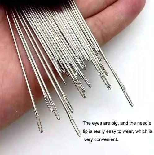 Sewing Tool Set, 37Pcs Big Eye Steel Sewing Needles Kit, Threader and Needle Repair Kit, Needle Threaders and Seam Ripper for Hand Sewing (37pcs tool kit) - Image 4