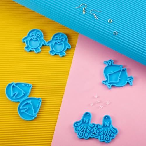 KISSITTY Animal Theme Earring Silicone Molds Wolf Cat Bird Frog Duck Octopus Pendant Resin Casting Molds Earring Making Kit for Adults UV Resin Jewelry Crafts Arts Key Chains Necklaces - Image 3