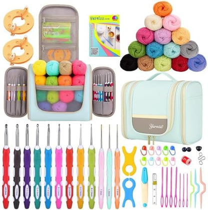 Yarniss Crochet Kits for Beginners,Complete Crochet Kit with Bag,Mint by Yarniss