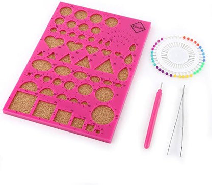 SUNGOOYUE Paper Quilling Tool Kit Plastic Wood Metal Slotted Quilling Pen with Template Board 40 Pins Tweezer for DIY Paper Craft Scrapbook Card Making Adults Beginners (Rose Red) - Image 6
