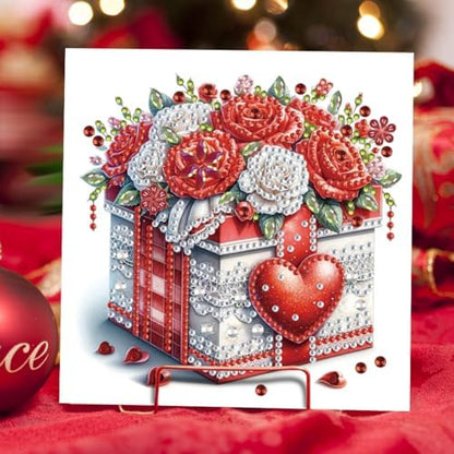 6 Pcs Diamond Painting Greeting Cards Kit Rose Flower Candle Heart with Envelopes, 5D DIY Special Shaped Rhinestone Art Card Making Kits for Adults, Holiday Blessing Postcards, Creative Craft Gifts - Image 4