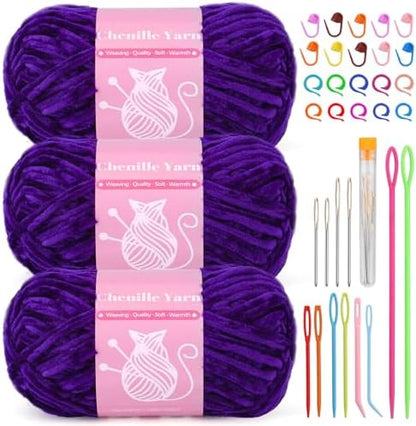 LUNARM Chenille Yarn for Crochet Knitting Chunky Blanket Velvet Yarn by Lunarm
